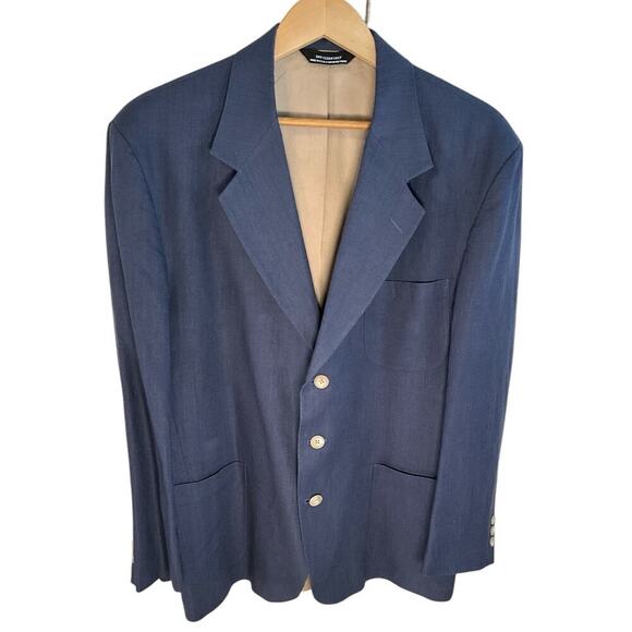 Ellis Sport Coat Blazer Light Blue Made in USA Size 43 R 100% Linen Work Wear - Picture 3 of 14